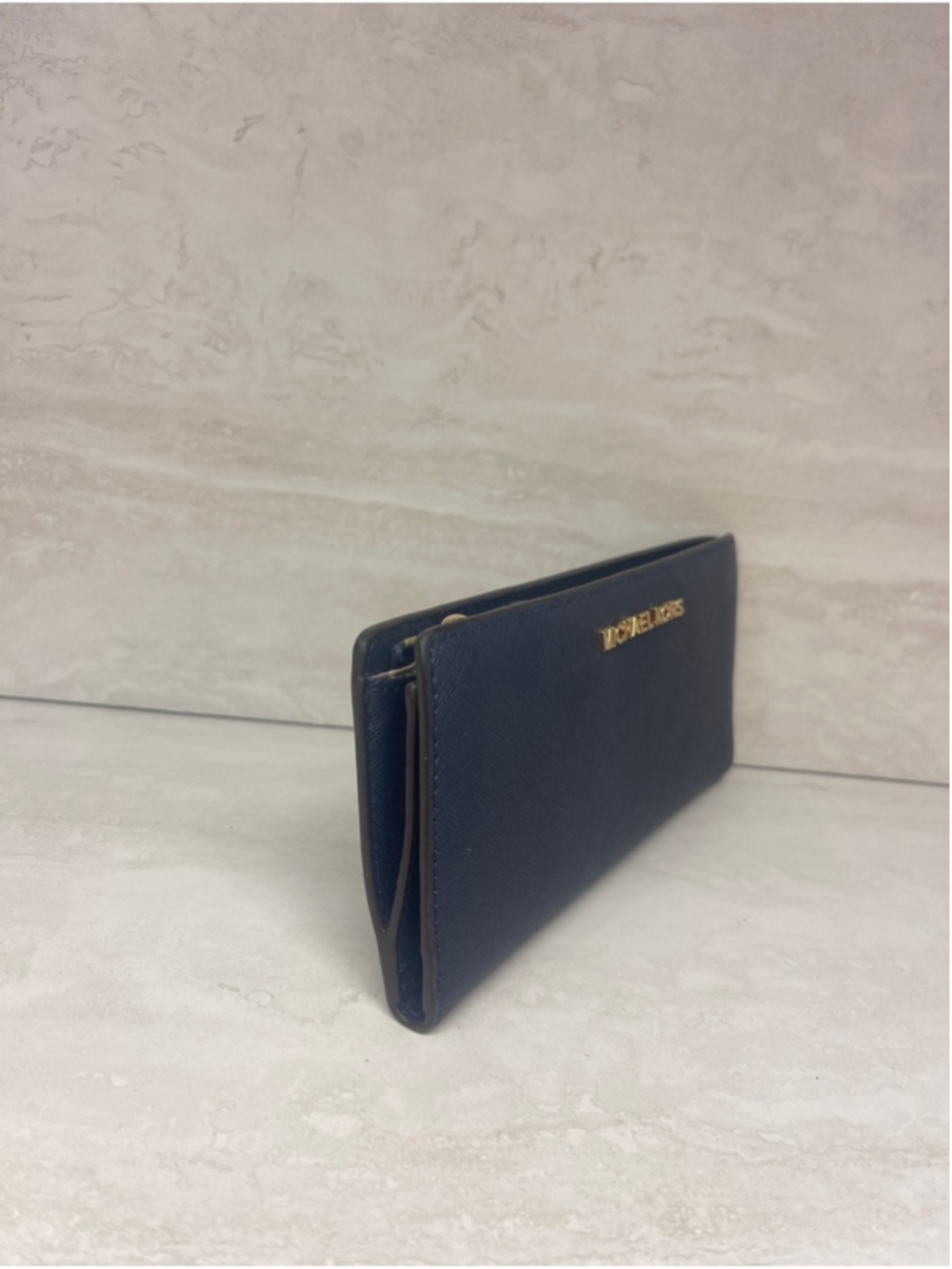 Michael Kors Large Card Case Carryall Wallet Navy Blue - Picture 3 of 4